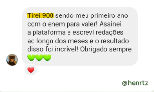 Depoimento de aluno